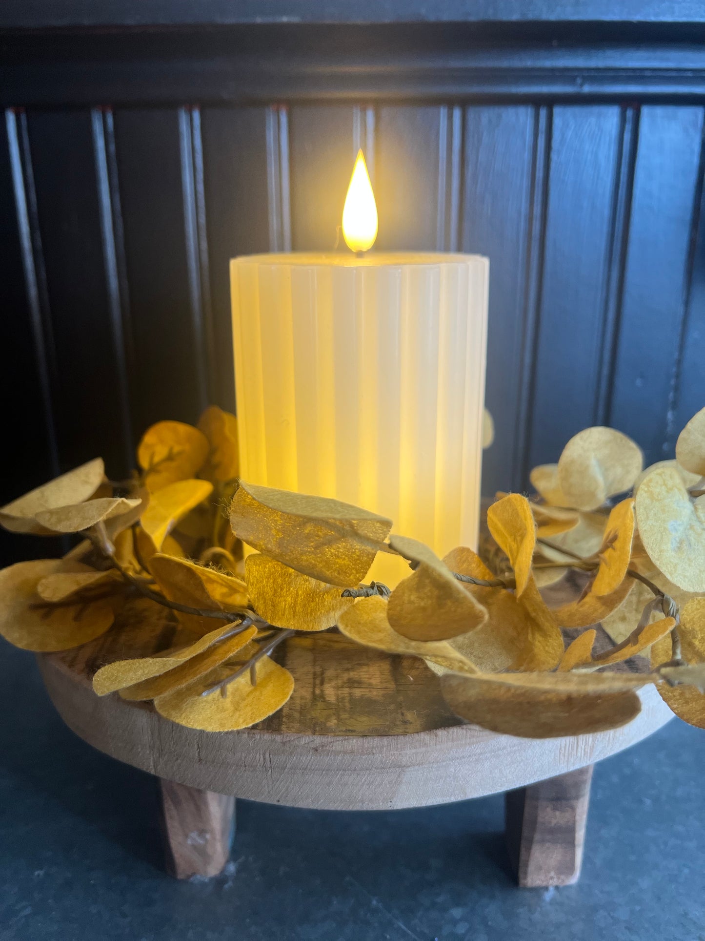 Golden Eucalyptus Leaf Candle Ring