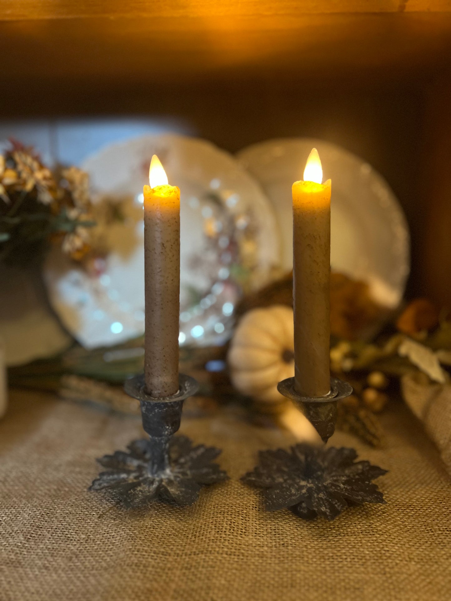 Rustic Leaf Taper Candle Holder