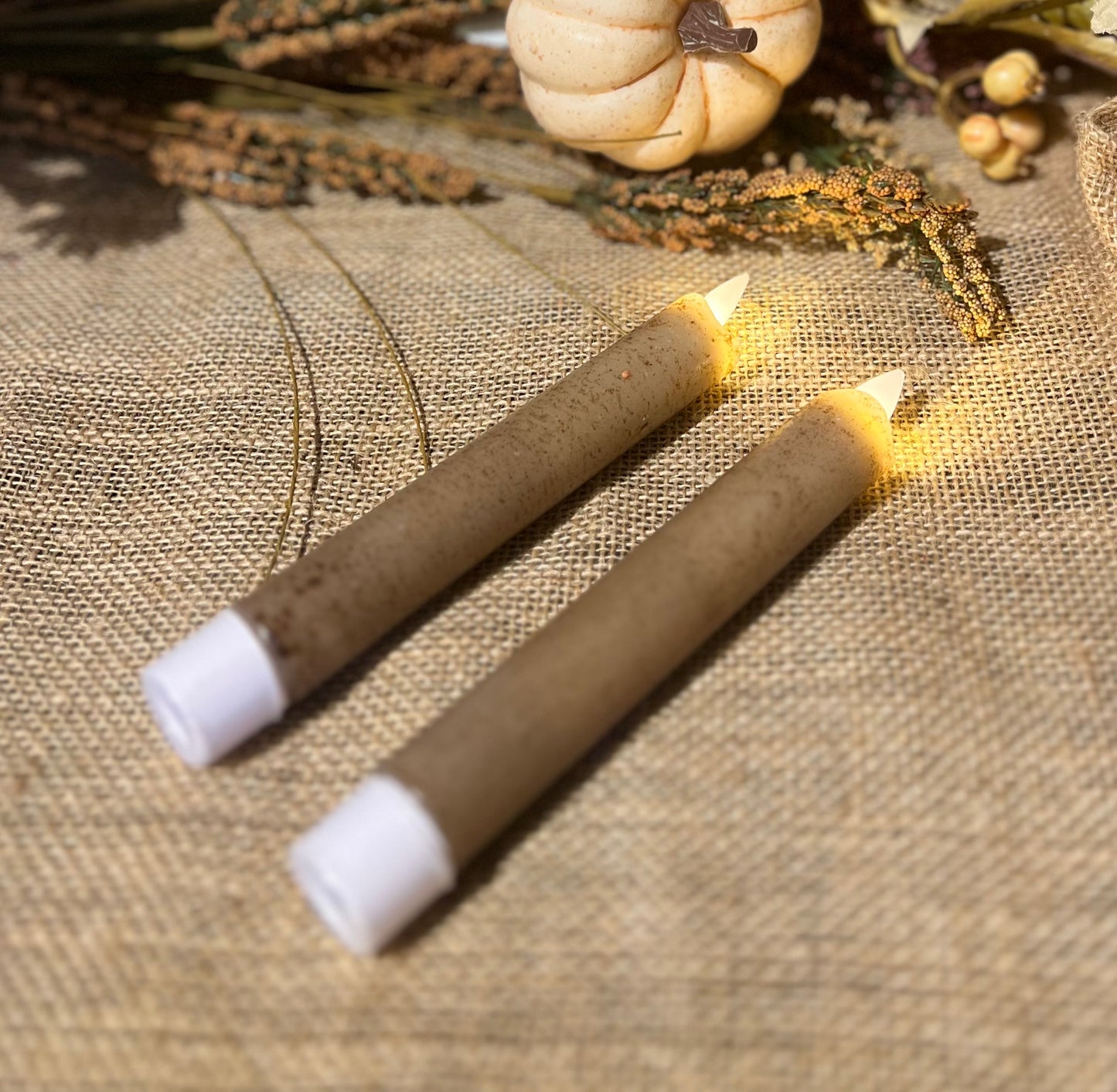 Beige Wax Dipped LED Taper with Timer
