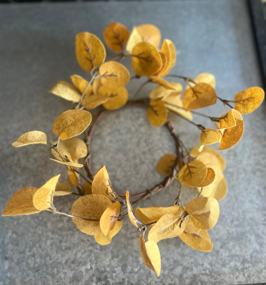 Golden Eucalyptus Leaf Candle Ring