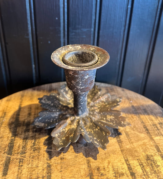 Rustic Leaf Taper Candle Holder